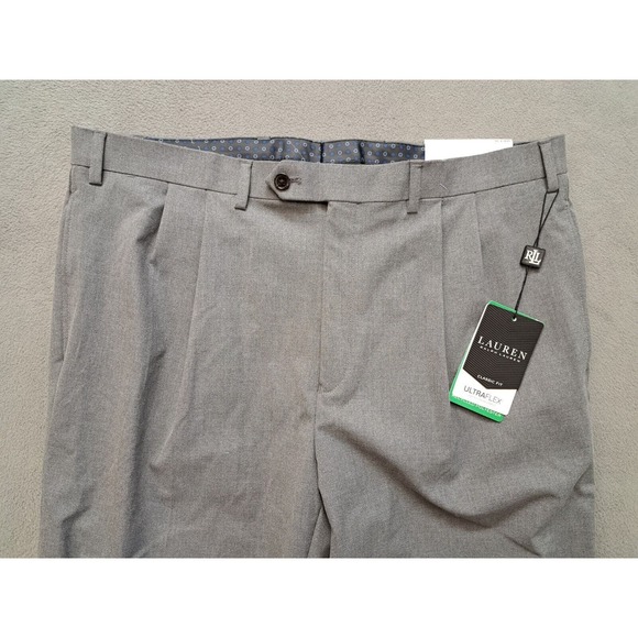 New Ralph Lauren Men's Classic UltraFlex Stretch Pleated Suit Pants 38x34 Gray - Picture 2 of 11